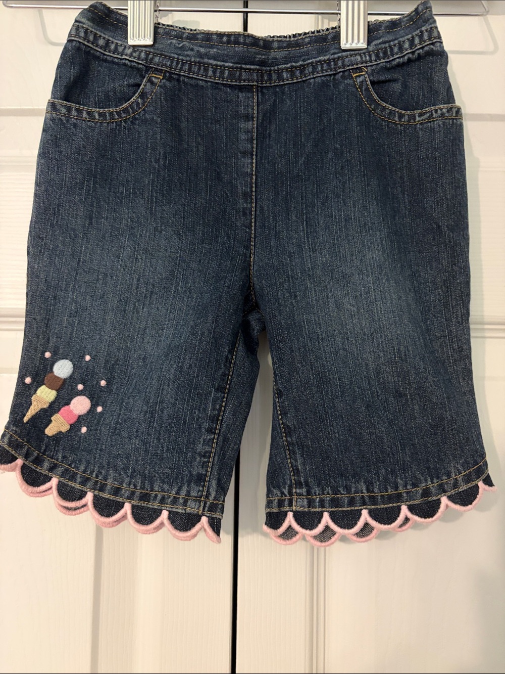 Vintage Gymboree Ice Cream Social Capri Jeans Scalloped Hem Size 12-18 Months